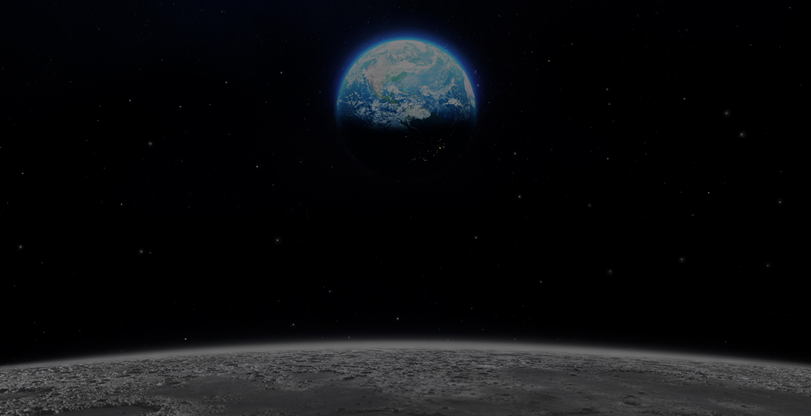 Detail enhancer is not applied to the image of the Earth beyond the moon's surface, making it dark and unclear.
